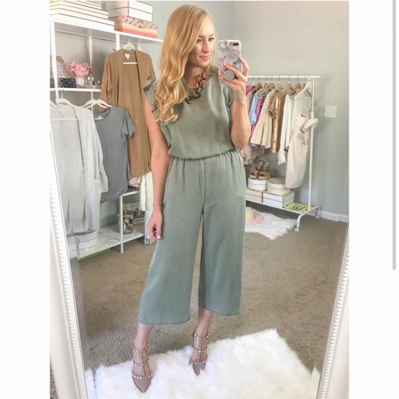Old Navy Pants - **NEW** Olive Green Jumpsuit with flutter sleeve